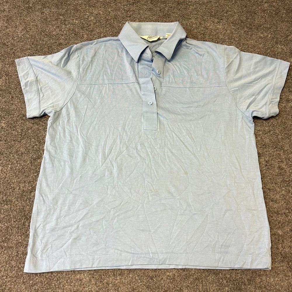 Alicia Polo Shirt Womens Size L Light Blue Short Sleeve Casual Cotton Blend Vtg